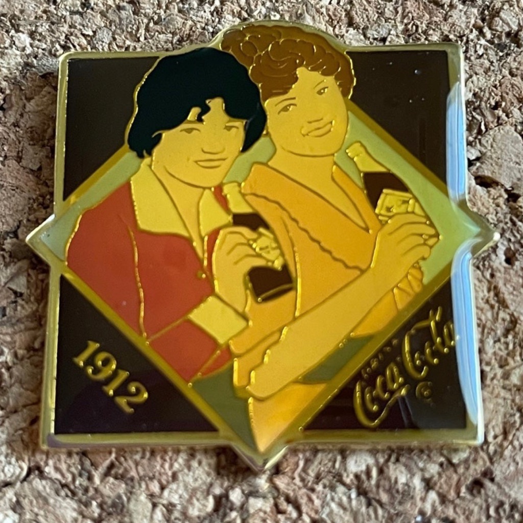 Vintage Coca Cola 1912 Friends Enjoying A Coke Enamel Pin